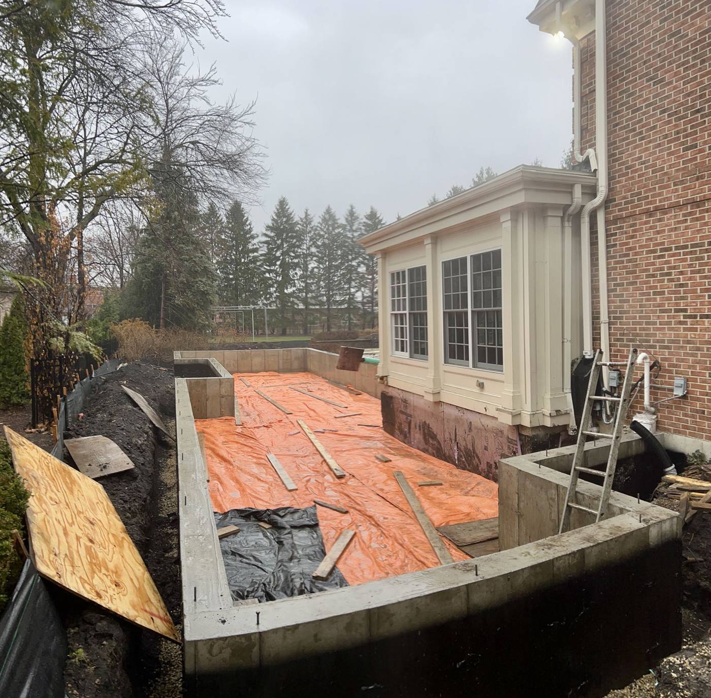 Finished room addition foundation in Wheaton